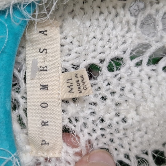 PROMESA M/L SHAGGY CARDIGAN NWOT CREAM WITH POCKETS - Picture 5 of 5